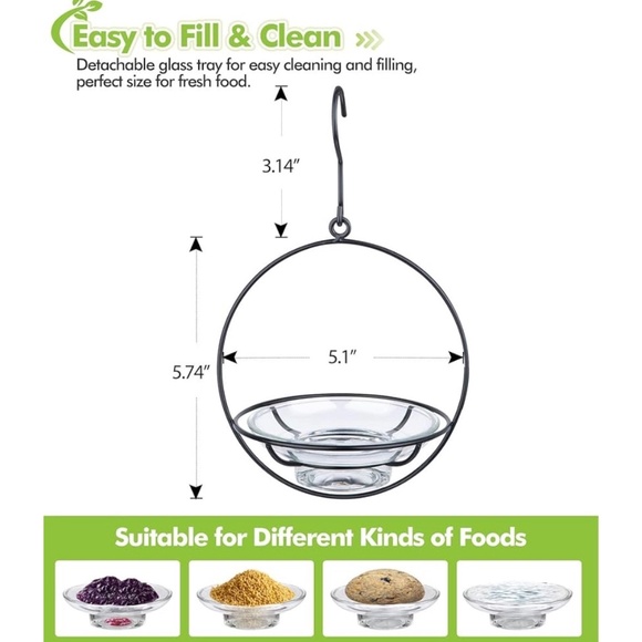 Bolite Bird Feeder - 2 Glass Trays and 2 Metal Hangers - Multipurpose - Picture 6 of 8